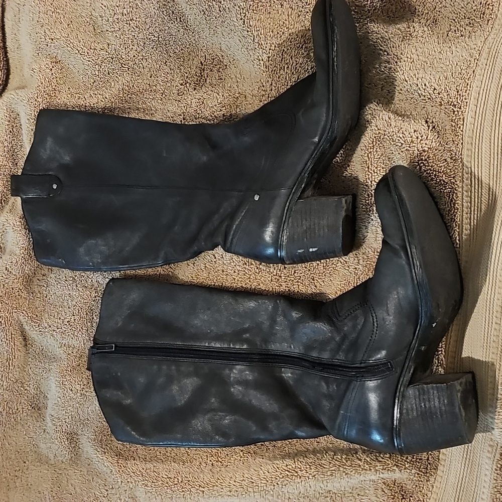 NINE WEST VINTAGE AMERCA COLLECTION Zip Up Women's Black Leather Boots - Picture 2 of 7